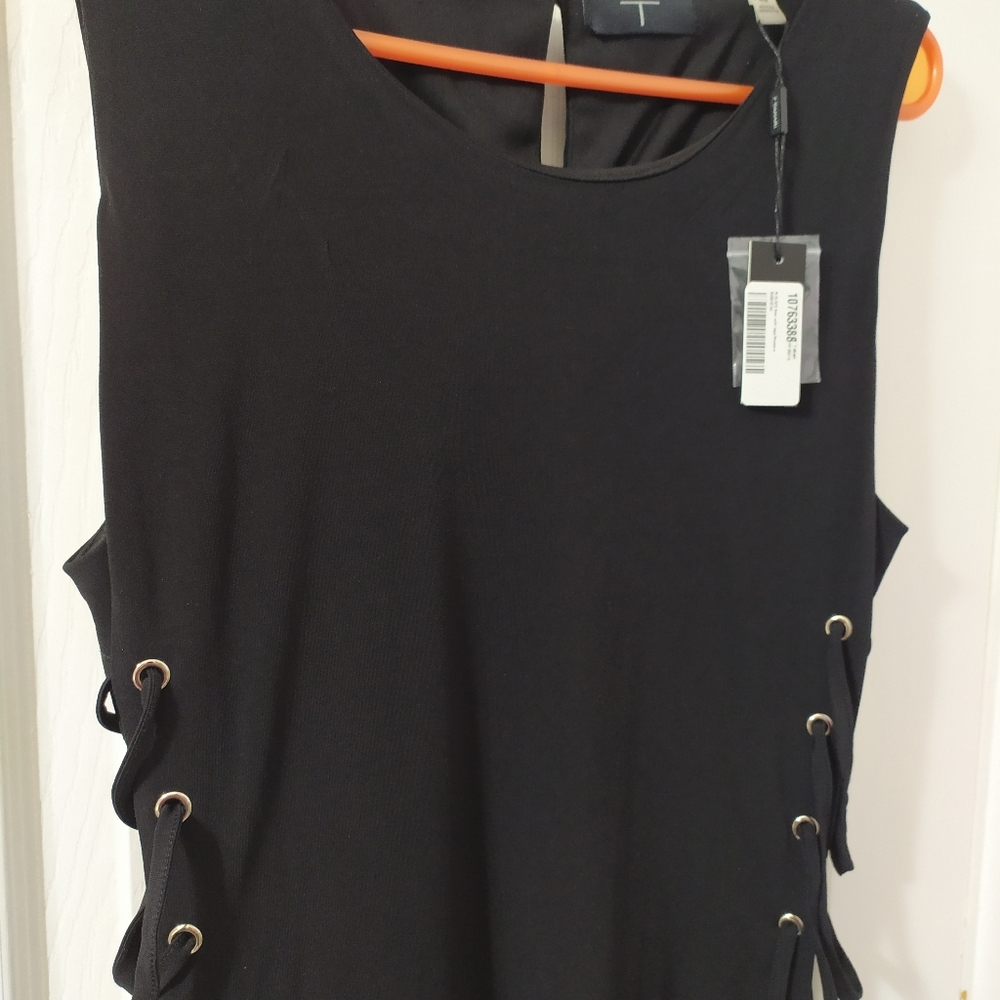 New with tags black Tahari size lace up a line dress. Size M